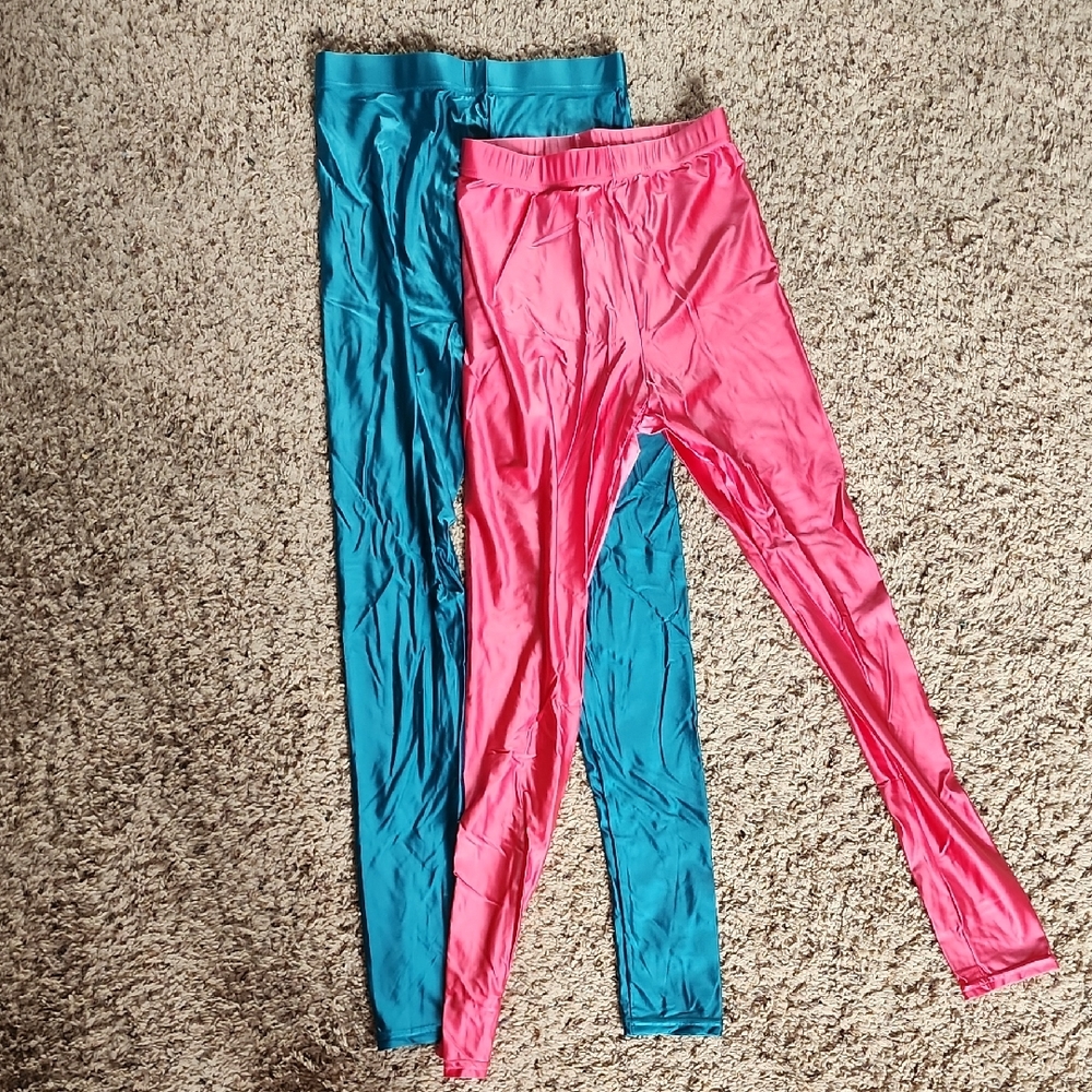 Vibrant Pink and Blue 80s Leggings